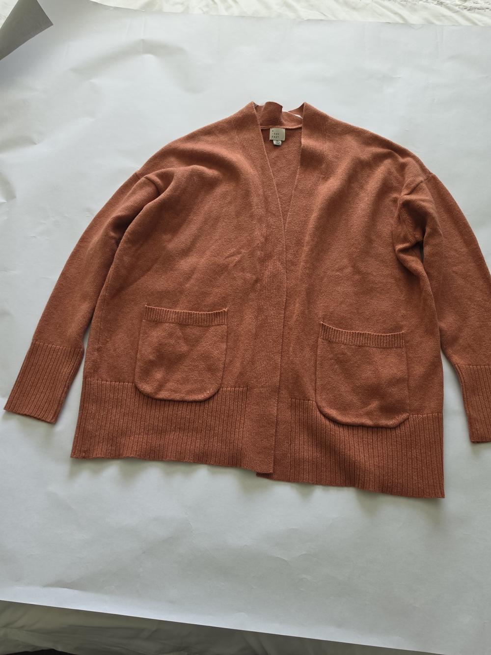 Women's Open-Front Pocket Cardigan Sweater - Rust